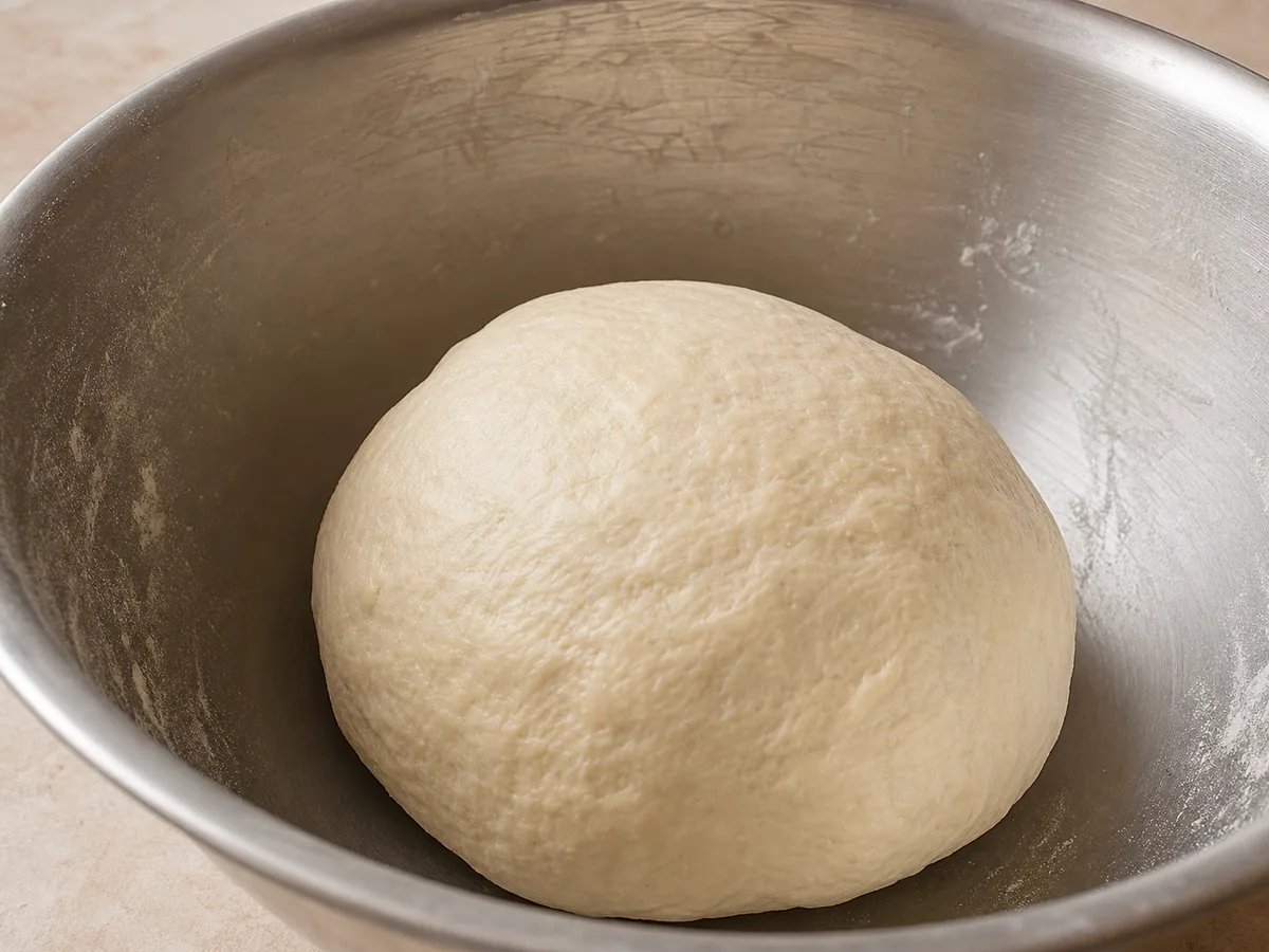 Masa lisa y flexible para bolani afgano de papa y puerro después de amasar