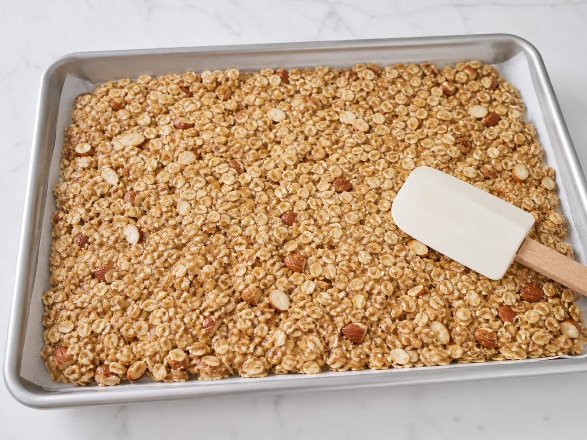 Mix and press the granola during preparation