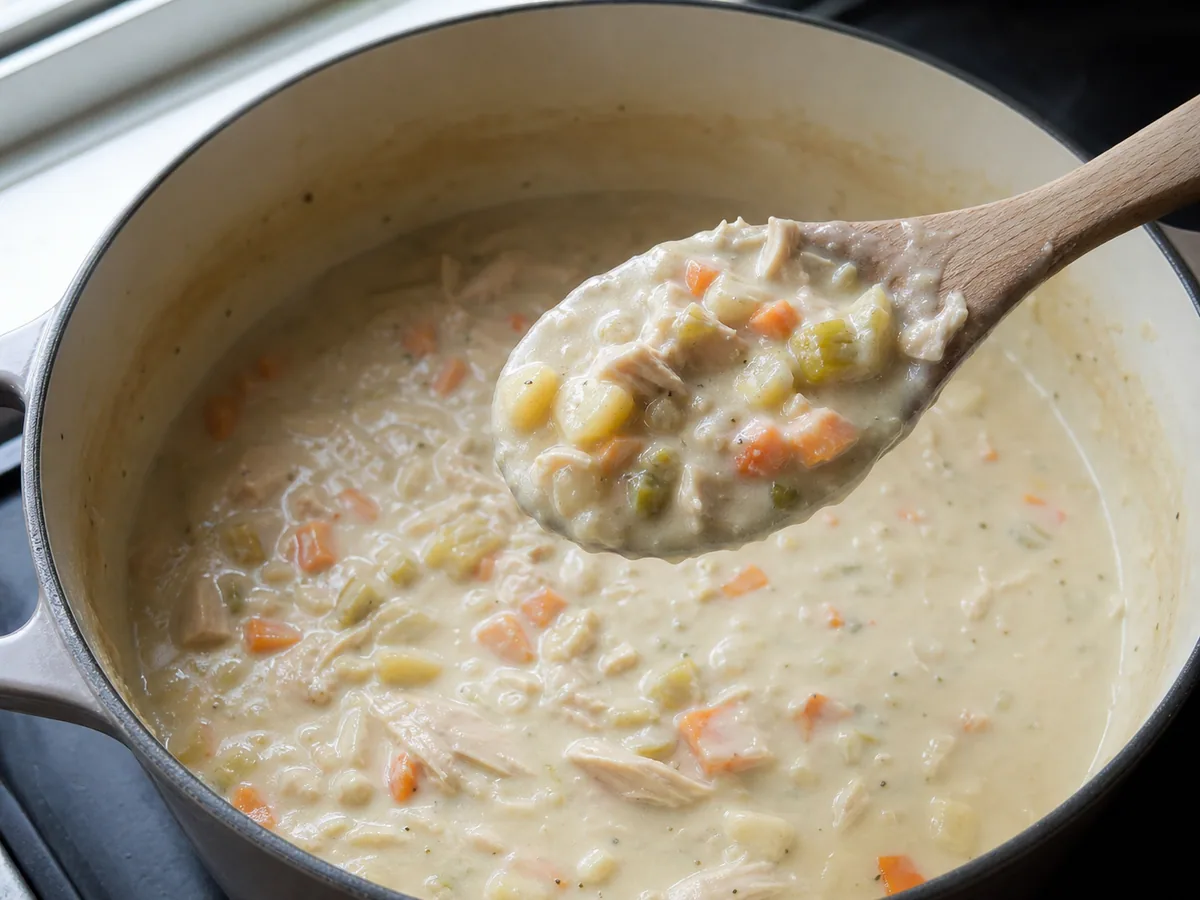 Root vegetables coated in smooth cream sauce that holds on the back of a spoon