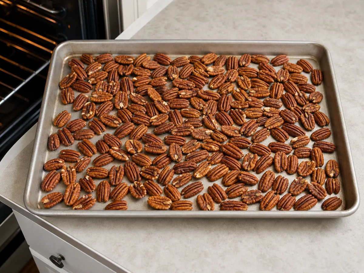 Toast the pecans during preparation