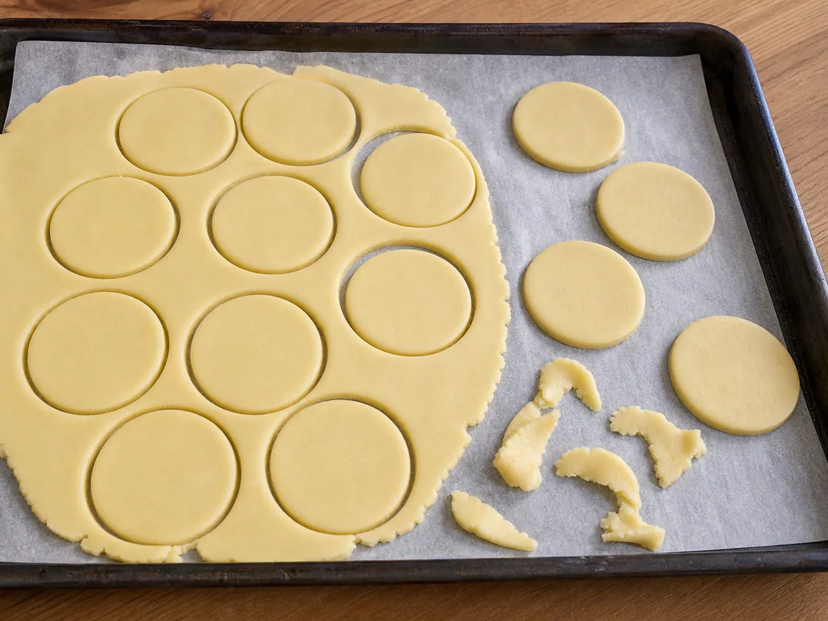 Roll and cut the cookies during preparation