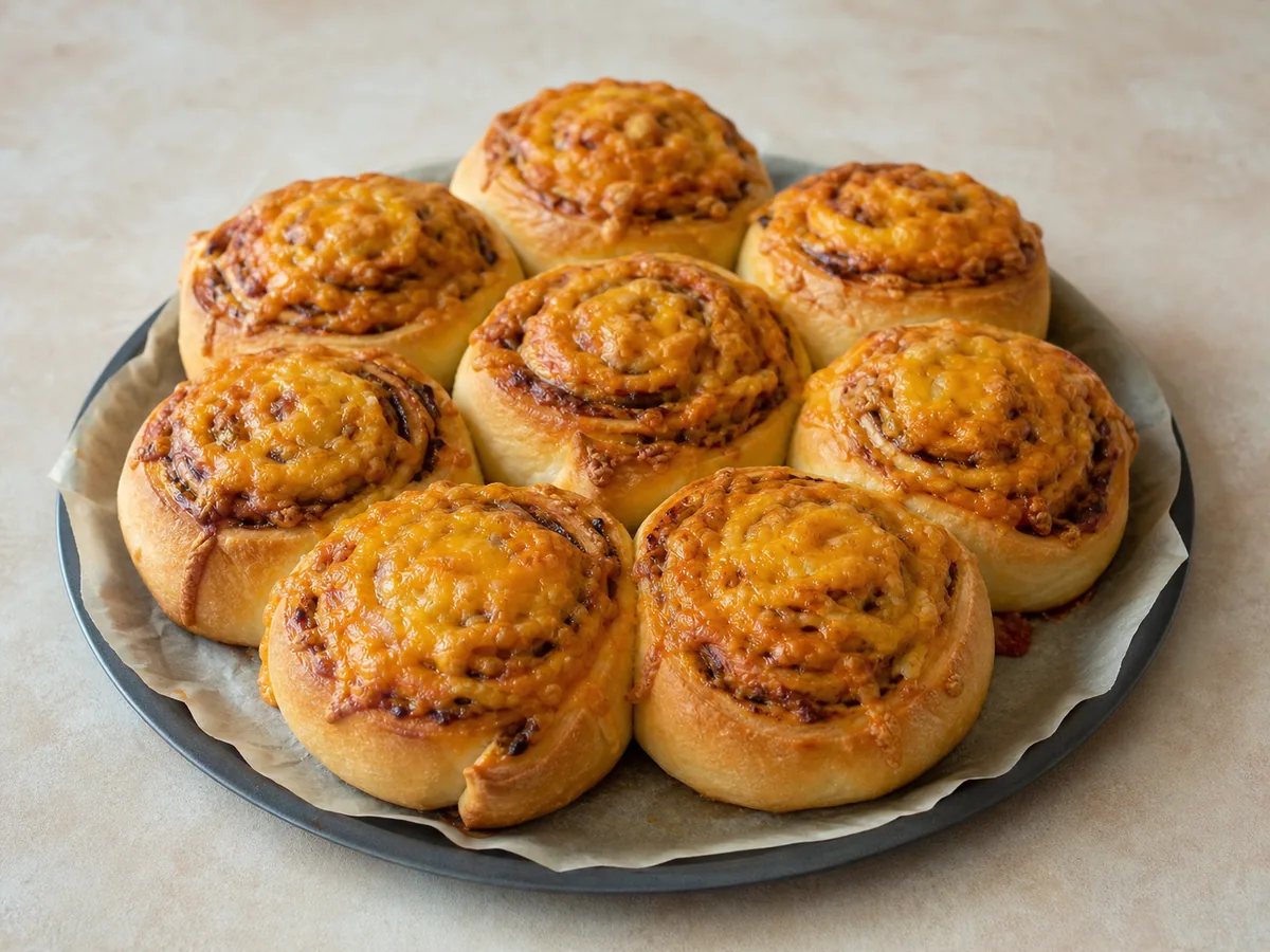 Warm Vegemite cheddar breakfast scrolls with golden cheese tops