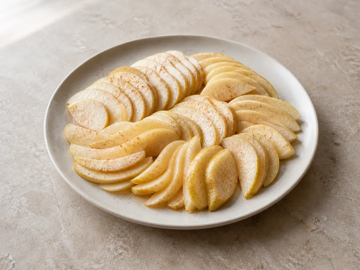 Heat the oven and prepare the pears