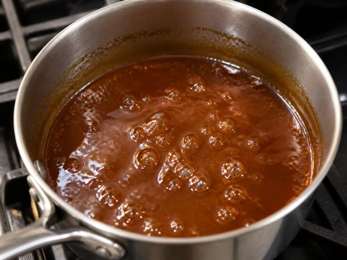 Cook the treacle-toffee sauce during preparation