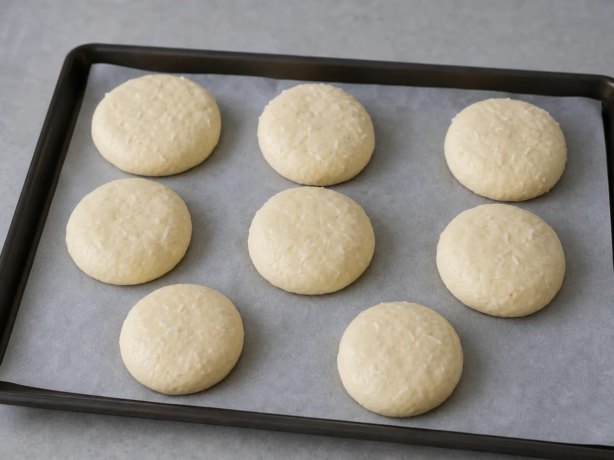 Pão sendo modelado e deixado crescer novamente durante o preparo