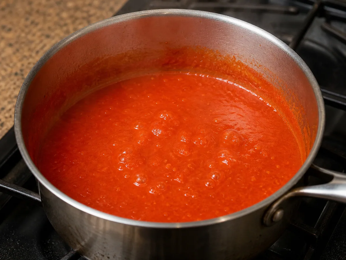 Koshari egipcio: Prepara la salsa ácida de tomate y ajo