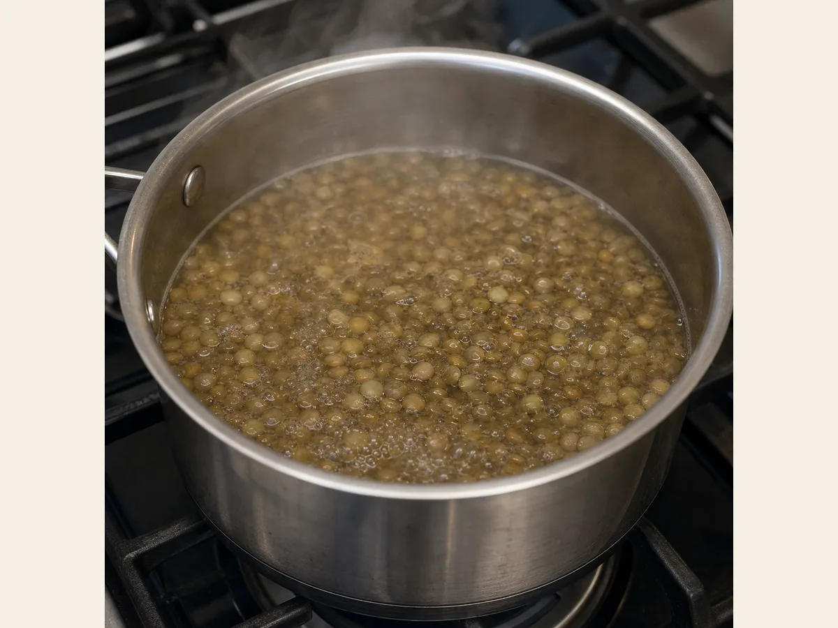 Ethiopian Azifa Lentil Salad: Cook the lentils until just tender
