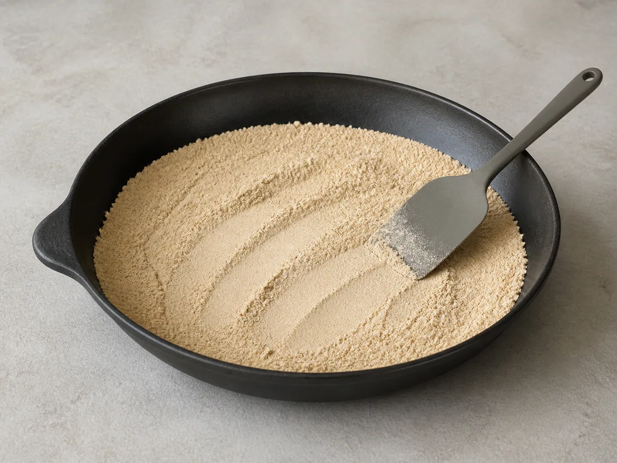 Harina tratada térmicamente de forma comercial tostada de manera uniforme hasta obtener un beige claro para polvorón de leche de coco