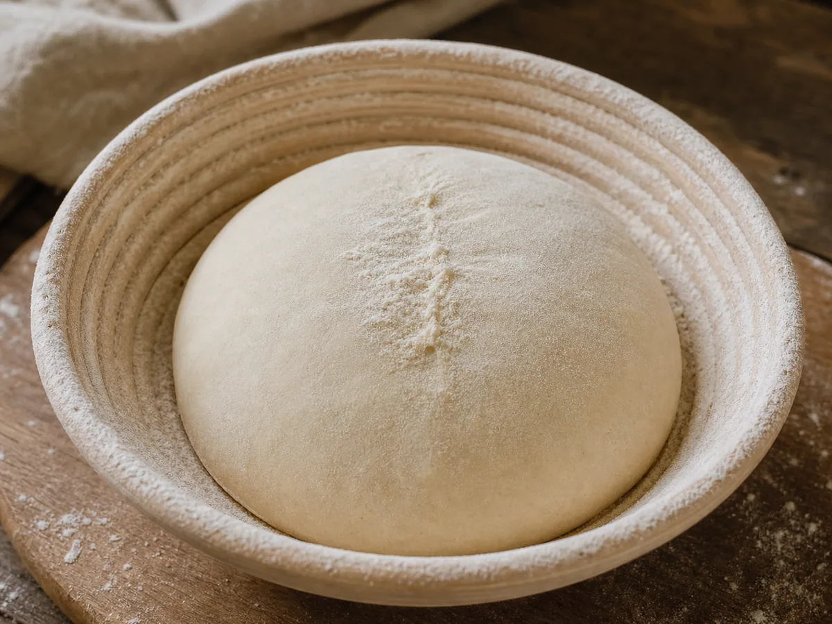 Pão rústico francês de fermentação natural: modele e deixe o pão crescer