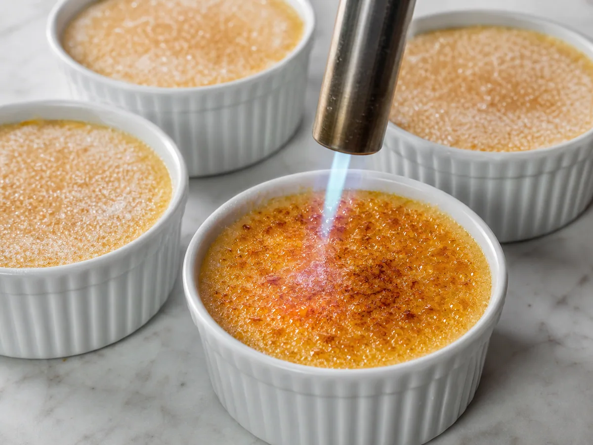 French Crème Brûlée: Caramelize the sugar and serve