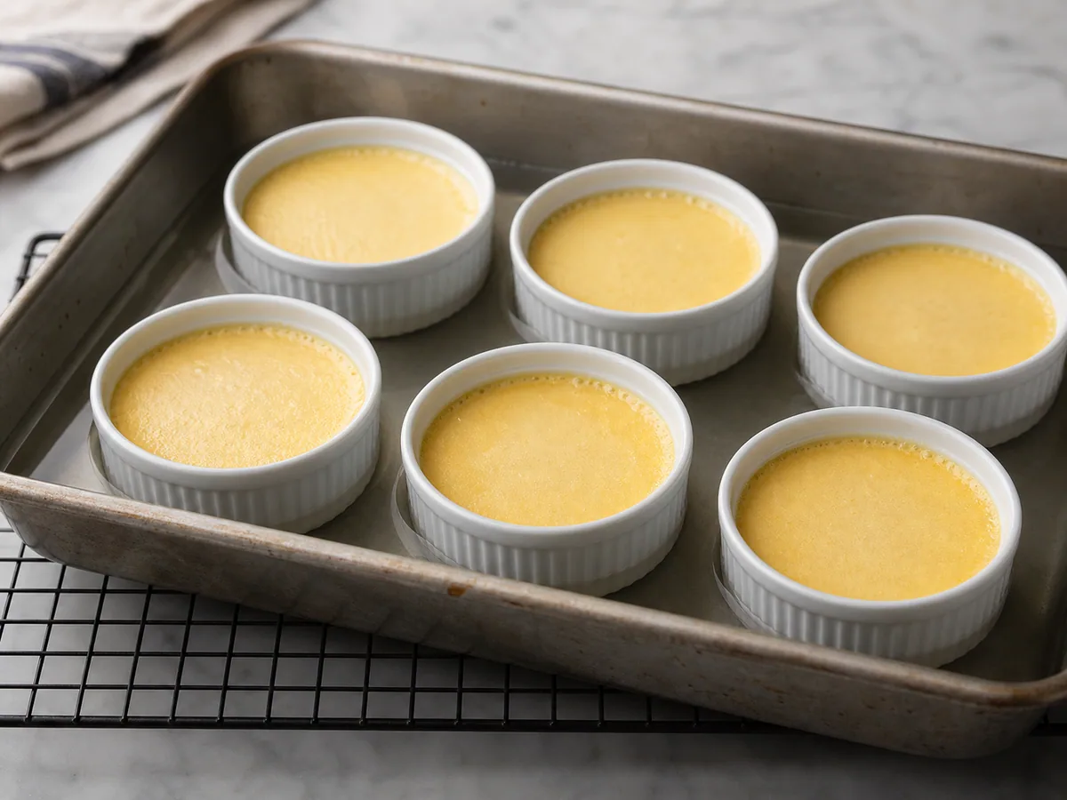 French Crème Brûlée: Cool the custards quickly and evenly