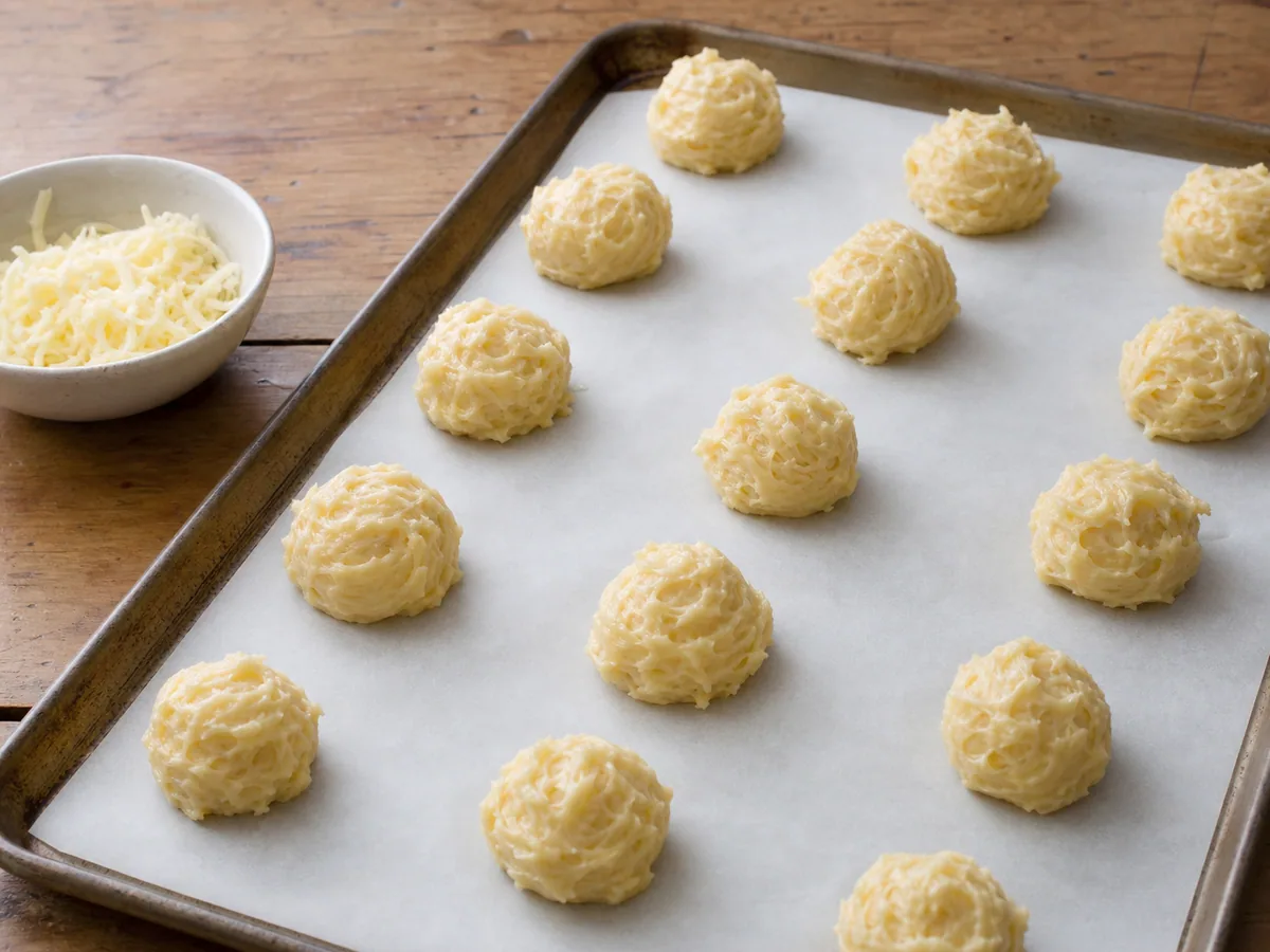 Gougères francesas: añade el queso y forma los bocados