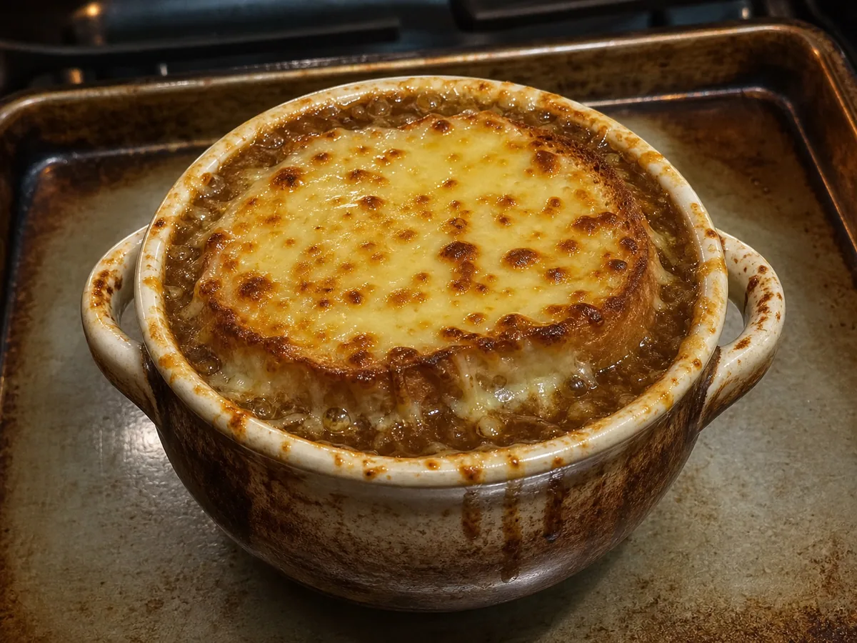 French Onion Soup: Gratinate and serve