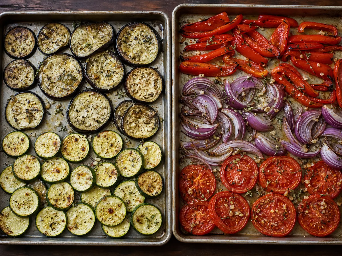 French Ratatouille Tart: Prepare and roast the vegetables
