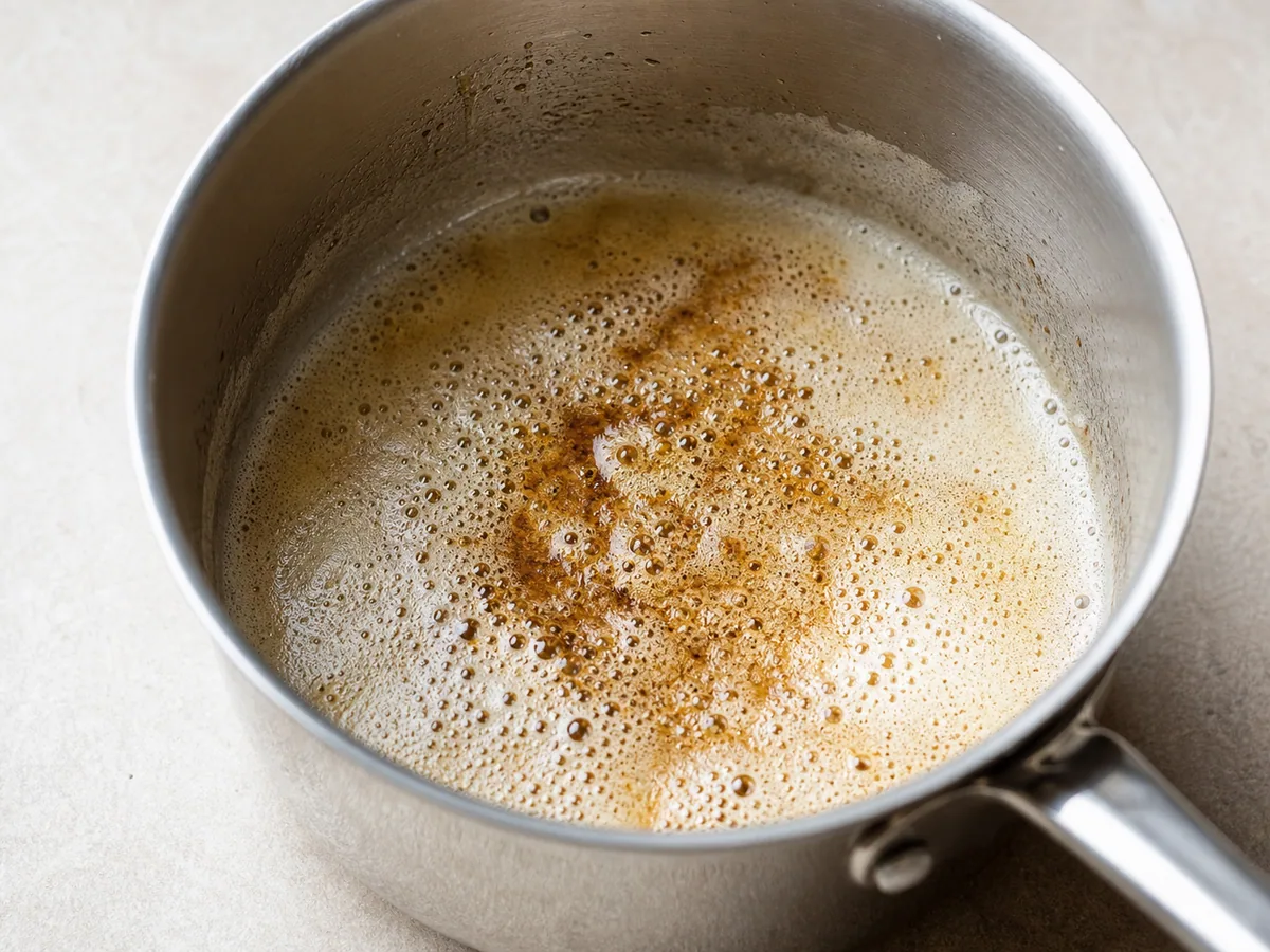 Hazelnut-brown butter with toasted milk solids for French vanilla madeleines
