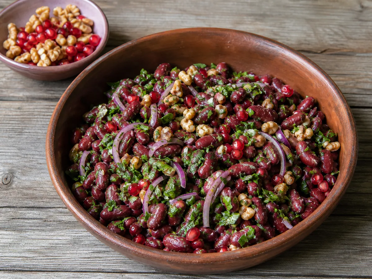 Georgian Lobio Bean Salad: Finish and let the flavors settle