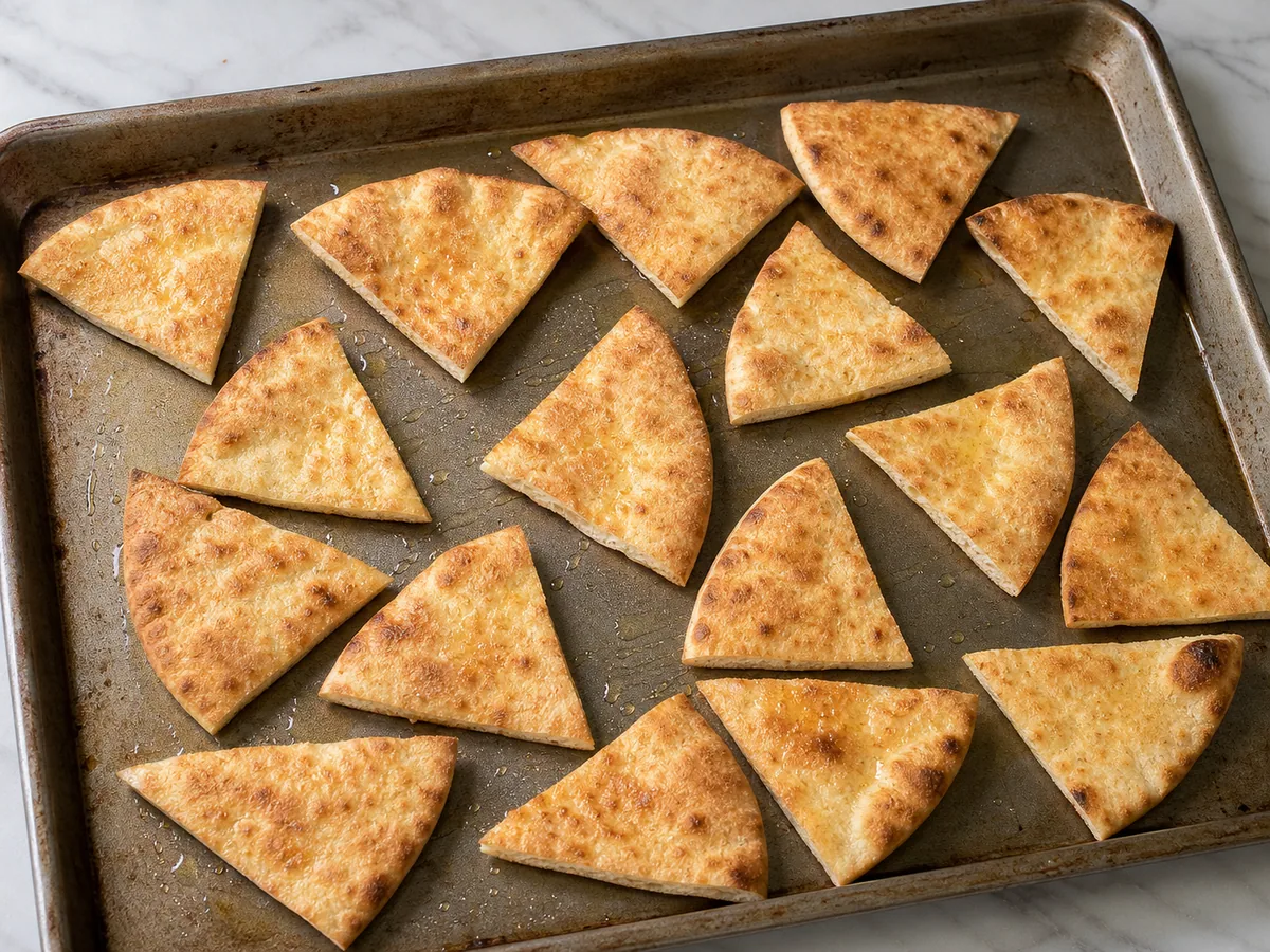 Pasta grega de ervilhas amarelas com pão pita tostado: toste a pita