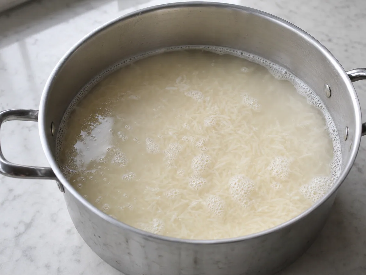 Arroz basmati escurrido y cocido parcialmente, con un centro opaco estrecho, para el biryani indio de pollo