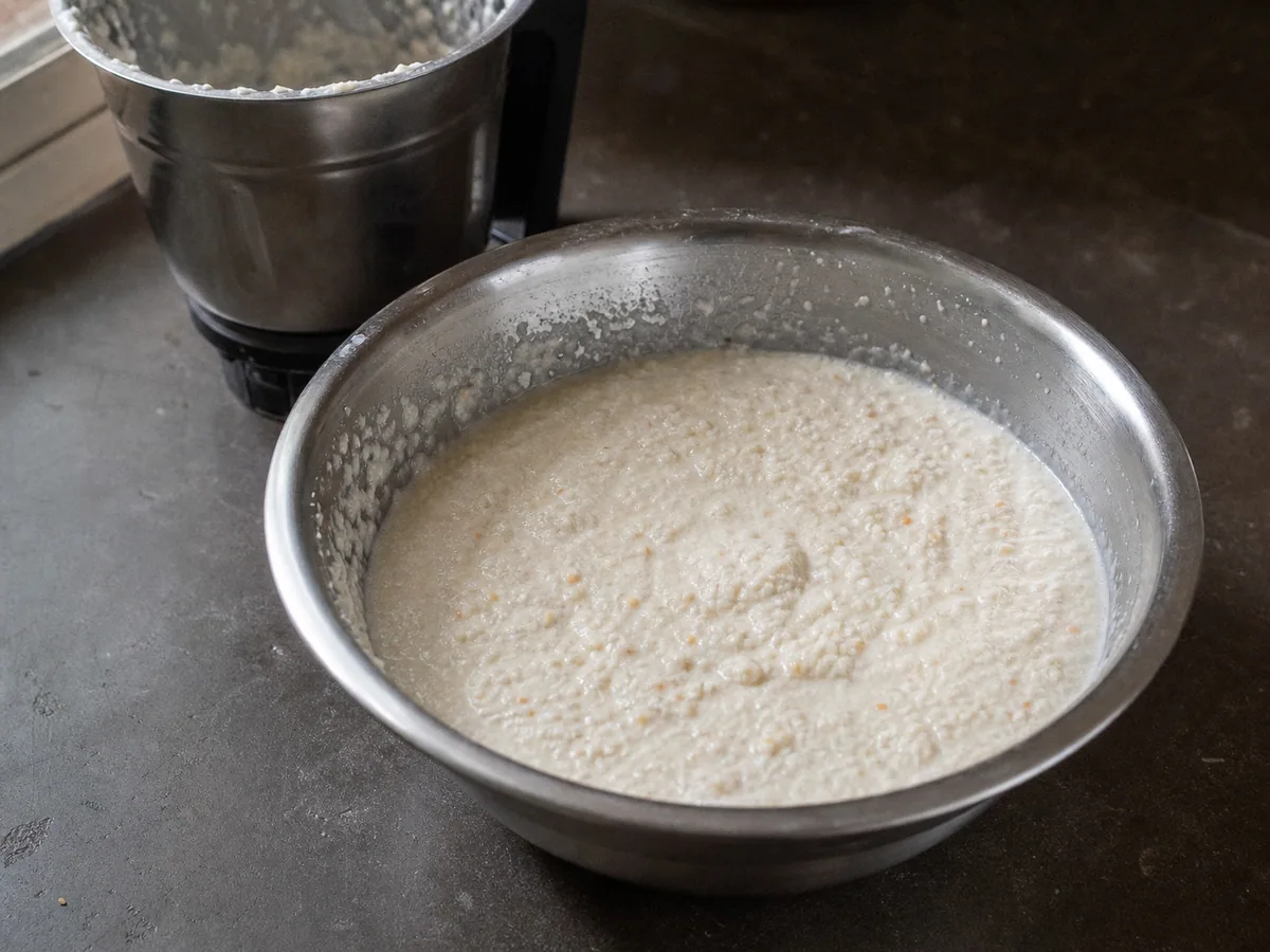 Massa de arroz e lentilhas batida de forma granulada para handvo gujarati