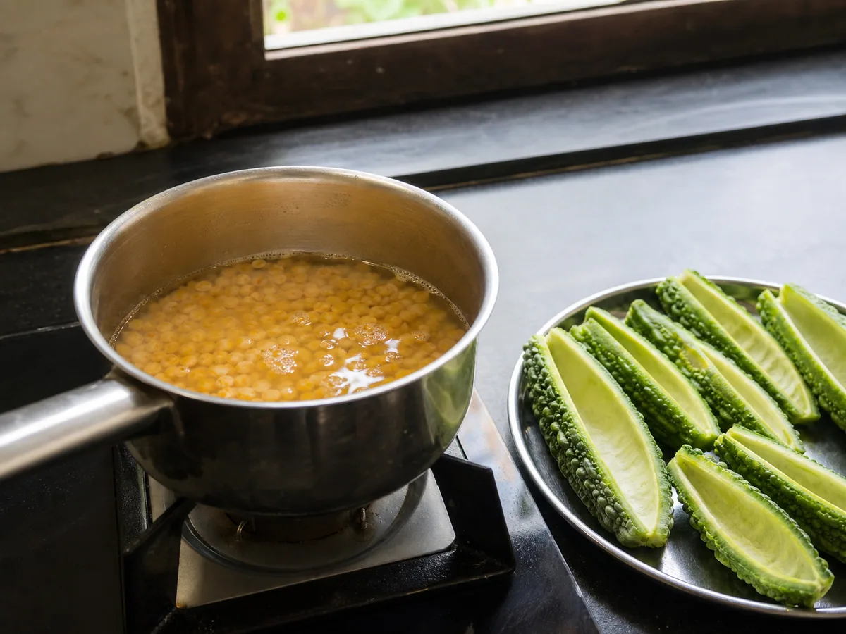 Chana dal escurrido y tierno, con los granos aún enteros