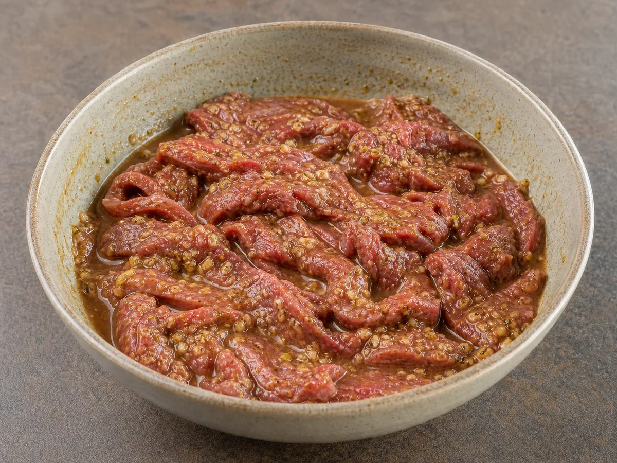 Corte e tempere a carne durante o preparo