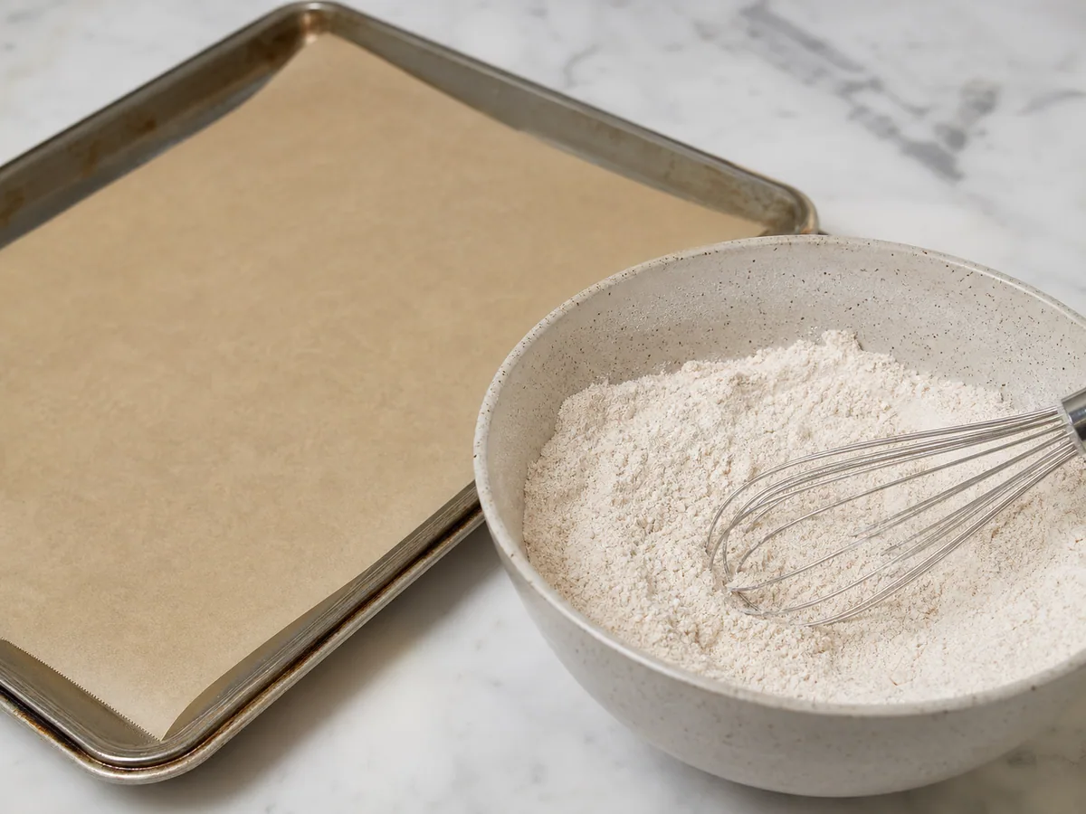 Prepare the oven and dry ingredients for Irish soda bread