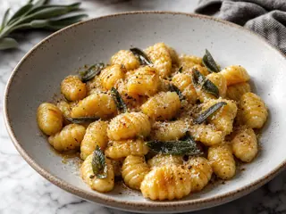 Italian potato gnocchi coated in sage brown butter and Parmesan