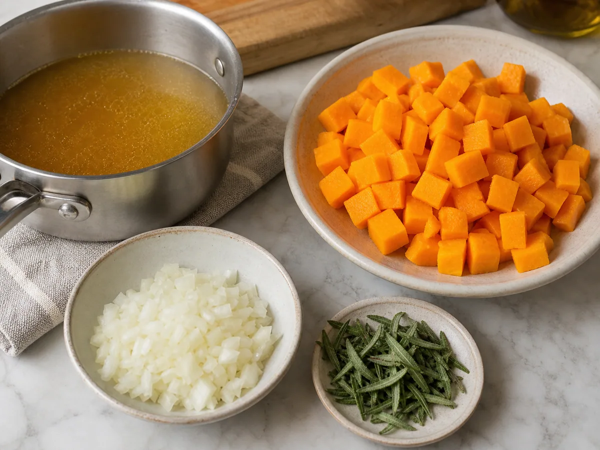 Warm the broth and prepare the vegetables during preparation