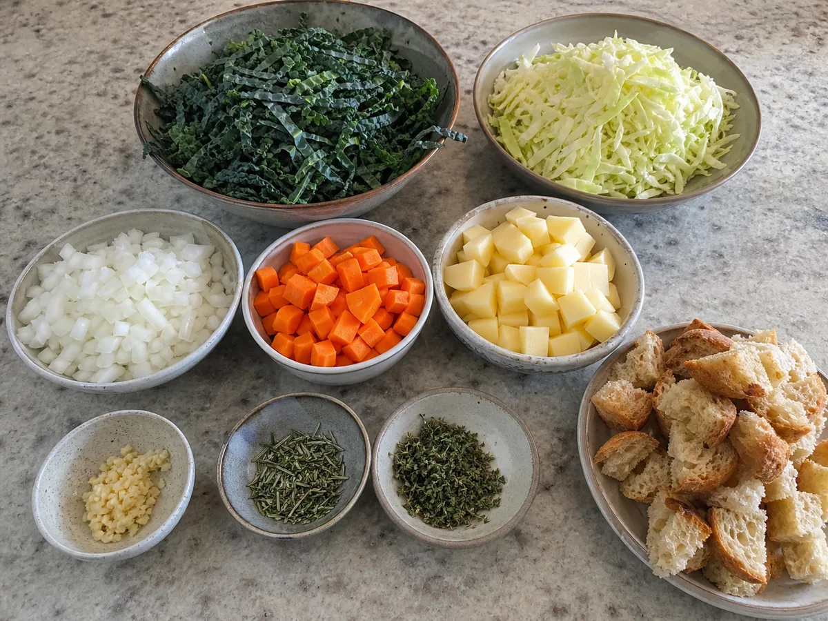 Prepare the vegetables and bread during preparation