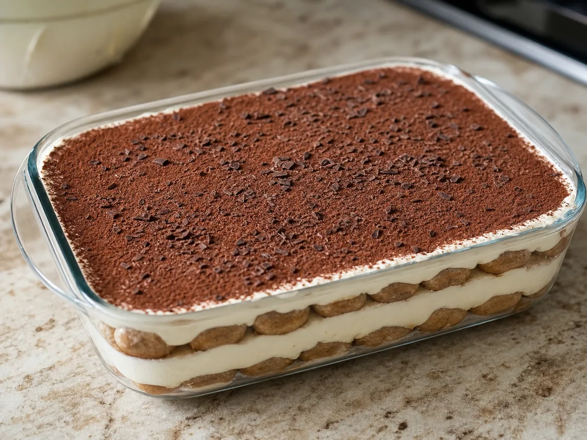 Layer and finish the tiramisu during preparation