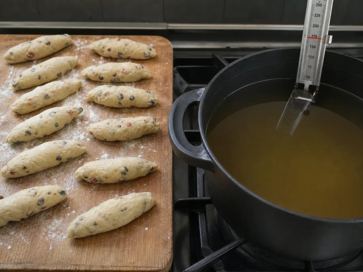 Forma los buñuelos y calienta el aceite