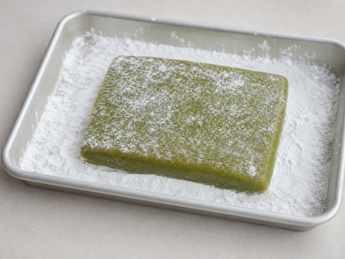 Mochi al que se le da forma y se deja asentarse durante la preparación