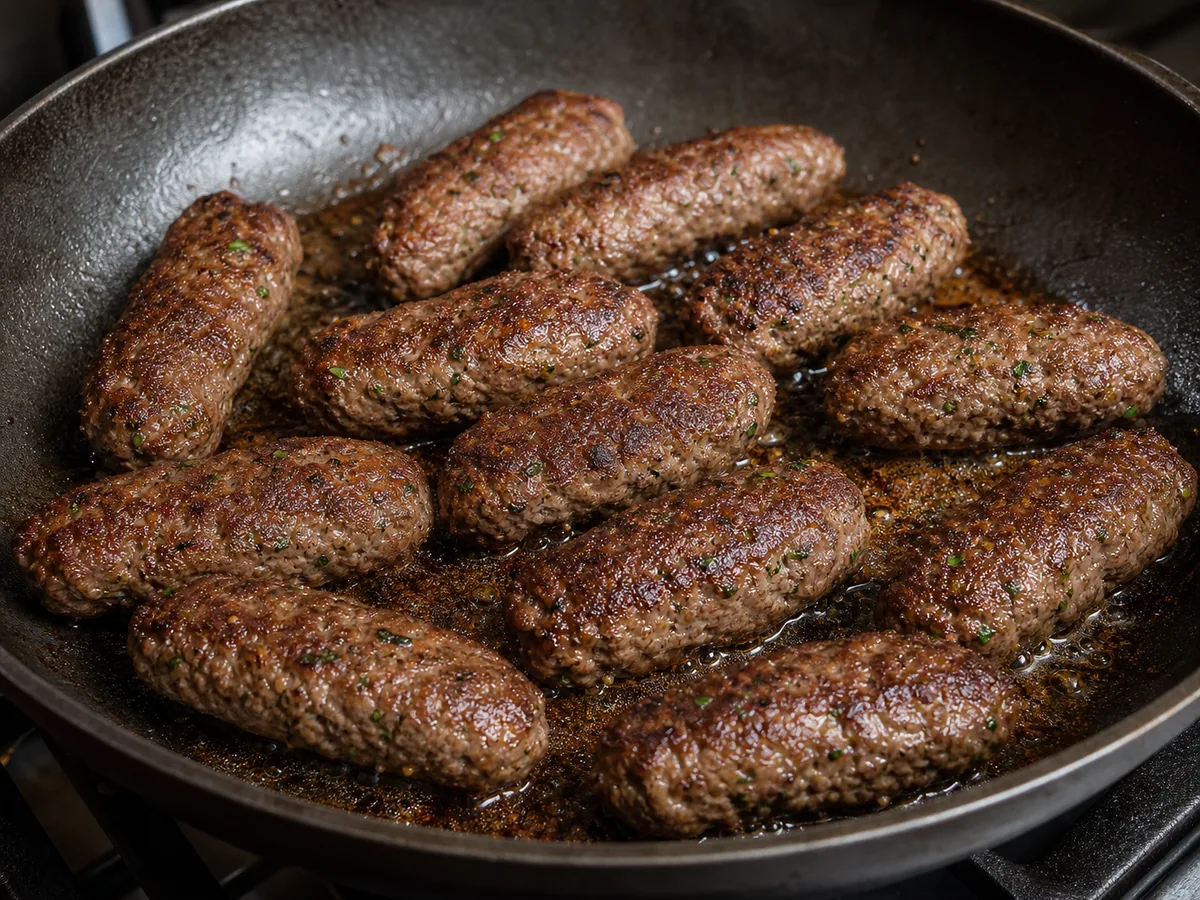 Dore y cocine las koftas durante la preparación