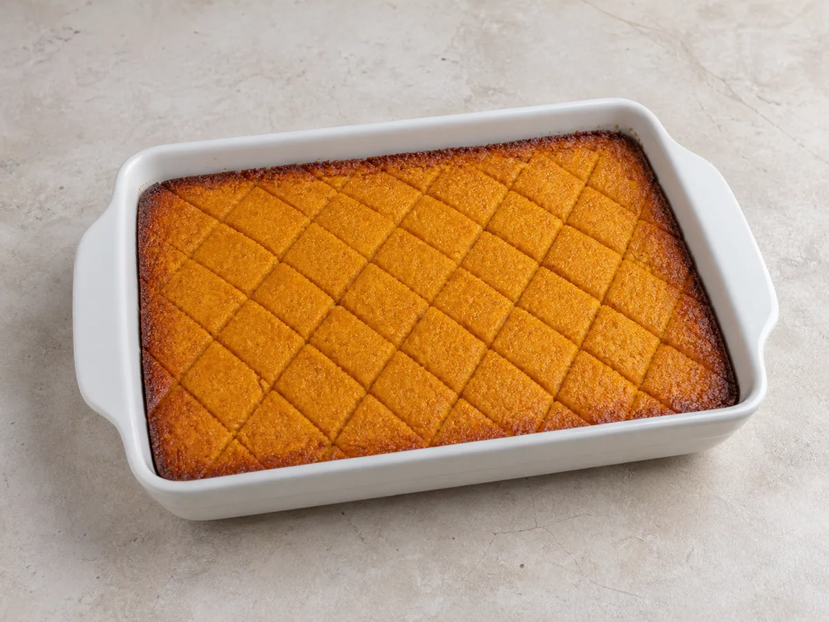Kibbeh libanês de abóbora assado, com cortes dourados e bordas crocantes