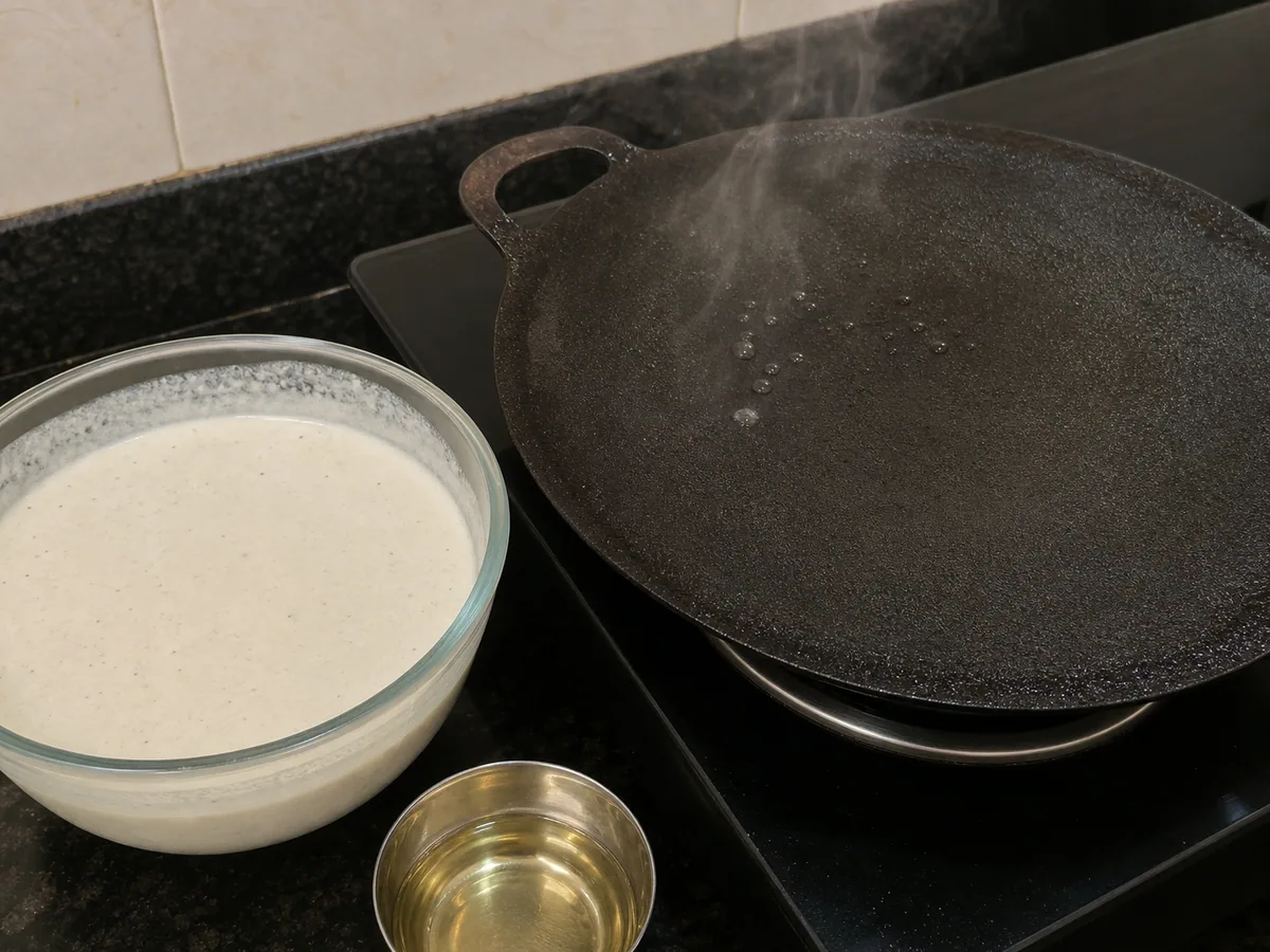Sazona la masa y calienta la plancha durante la preparación