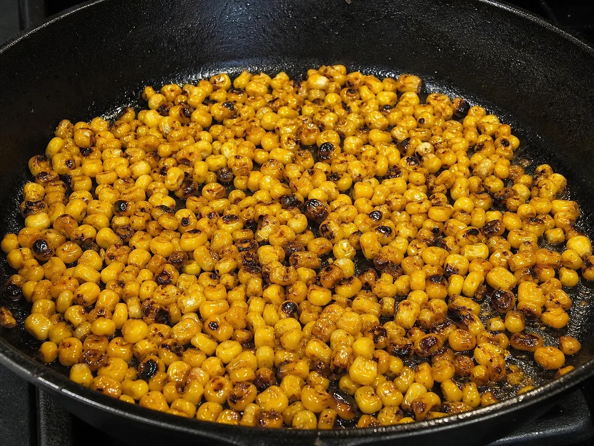 Char the corn during preparation