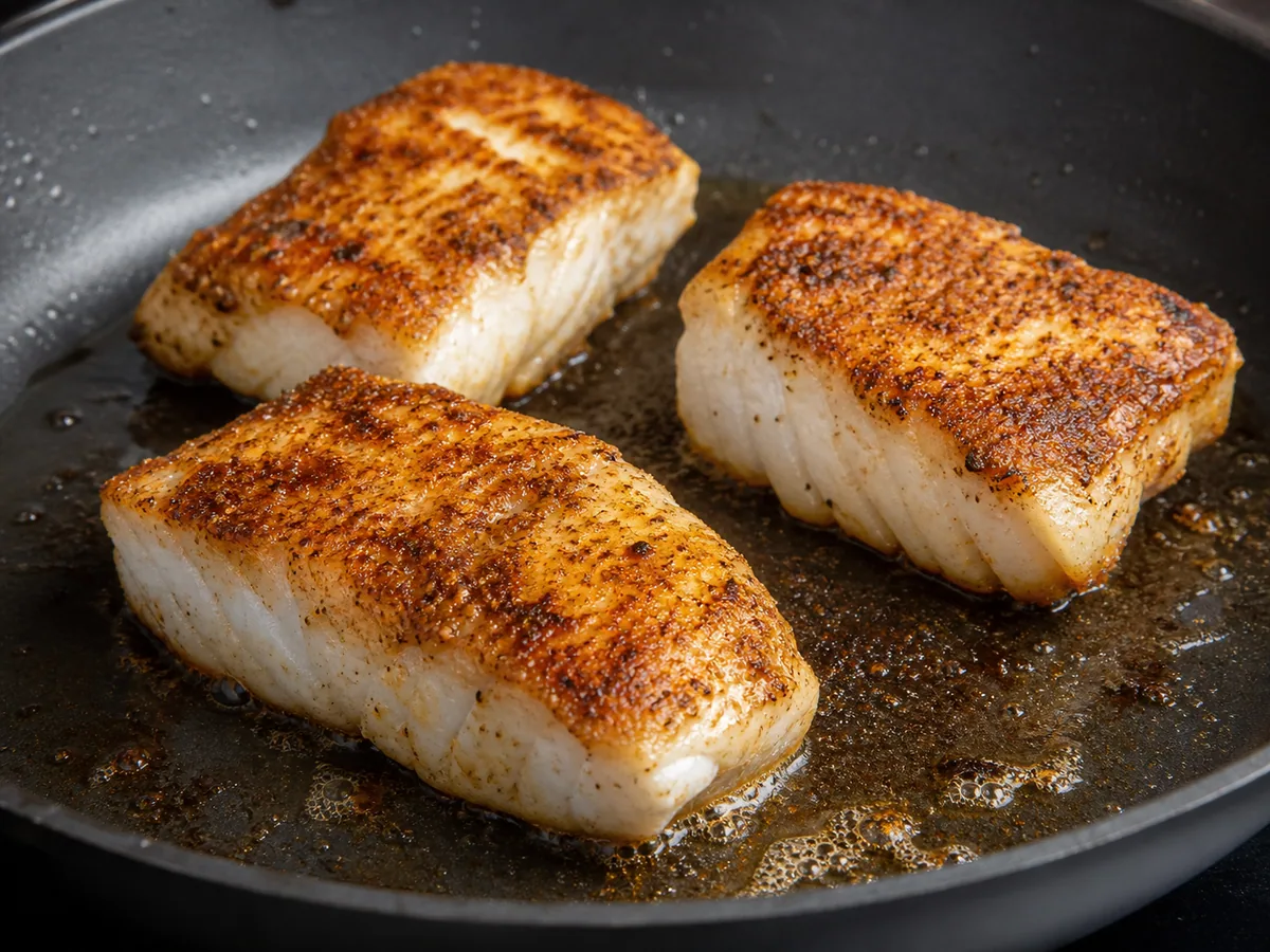 Sear the fish until safely cooked during preparation
