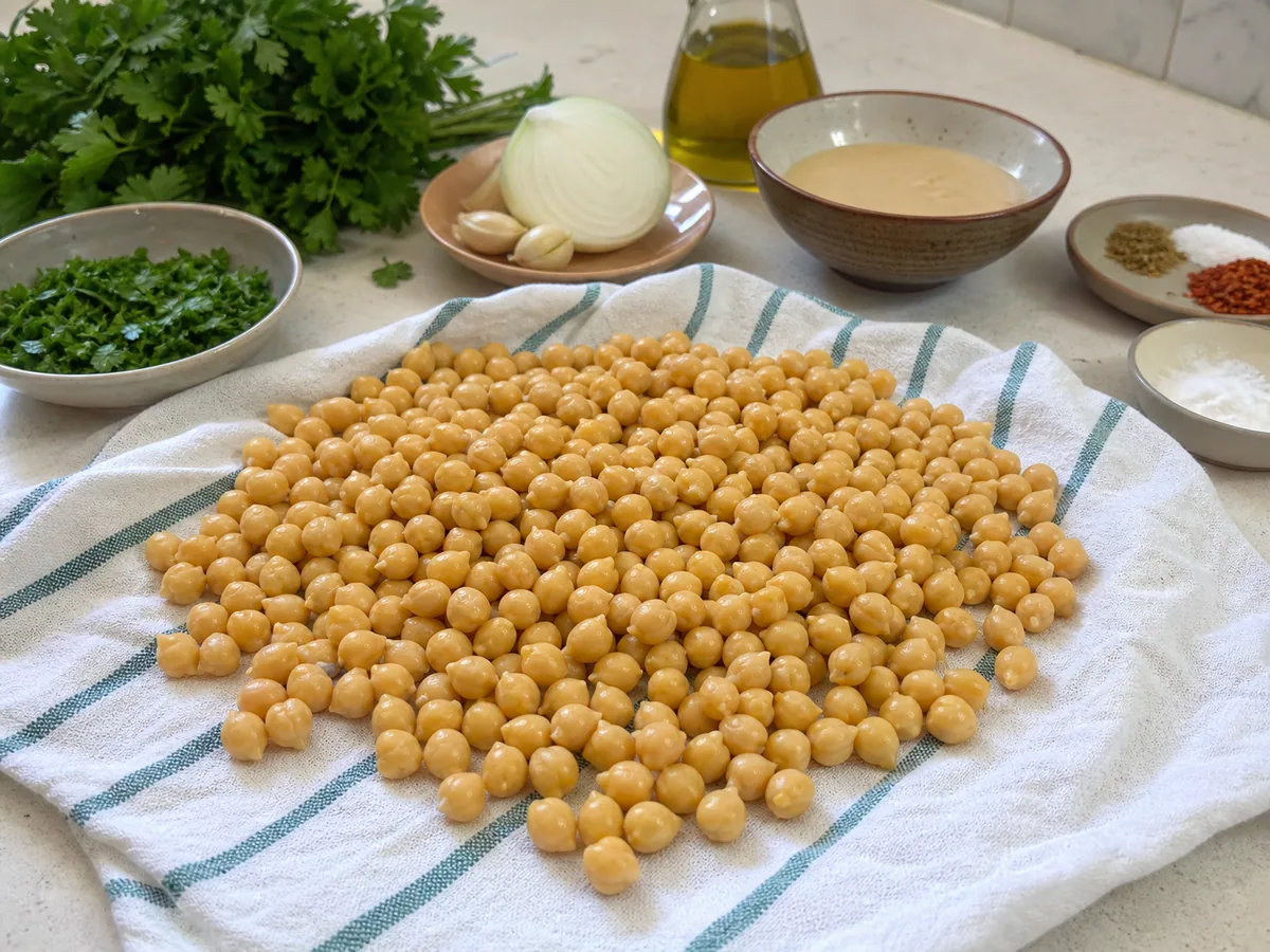 Drain and dry the chickpeas during preparation