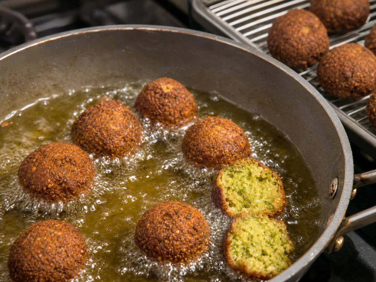 Fry until crisp and deeply golden during preparation