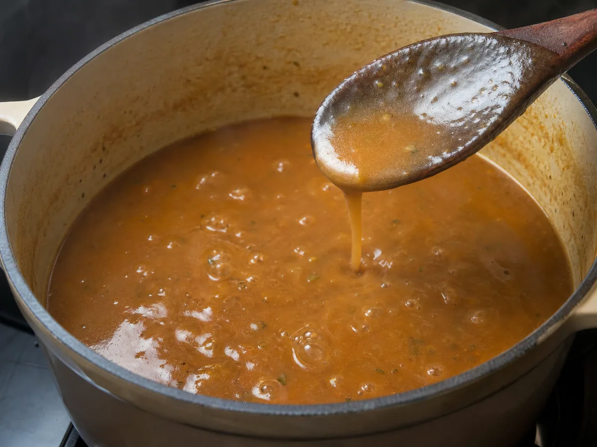 Espesa el caldo durante la preparación