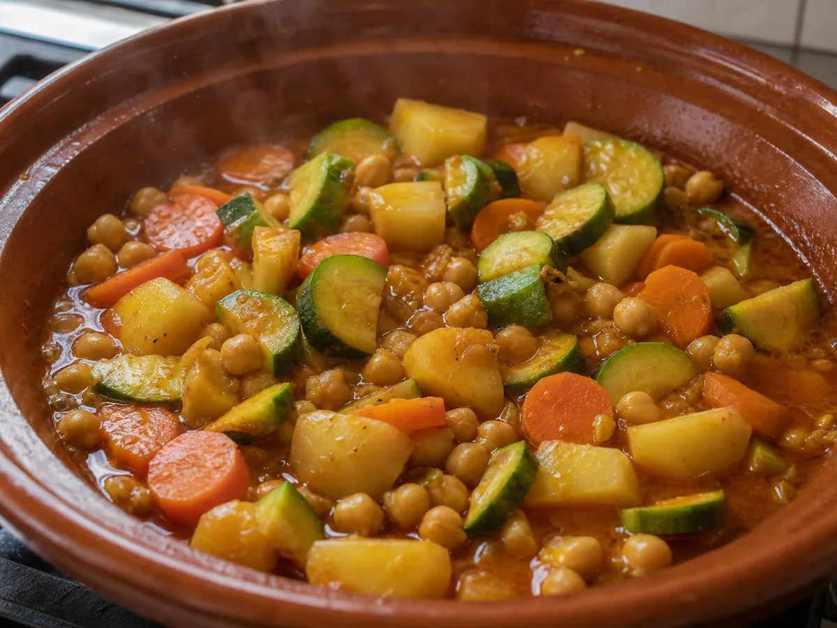 Add the zucchini and chickpeas during preparation