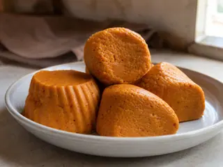 Pastelitos nigerianos de moi moi con miga tierna naranja rojiza