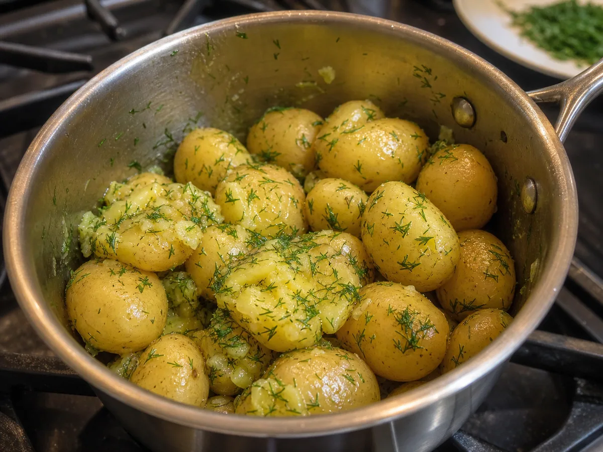 Finish the dill potatoes during preparation