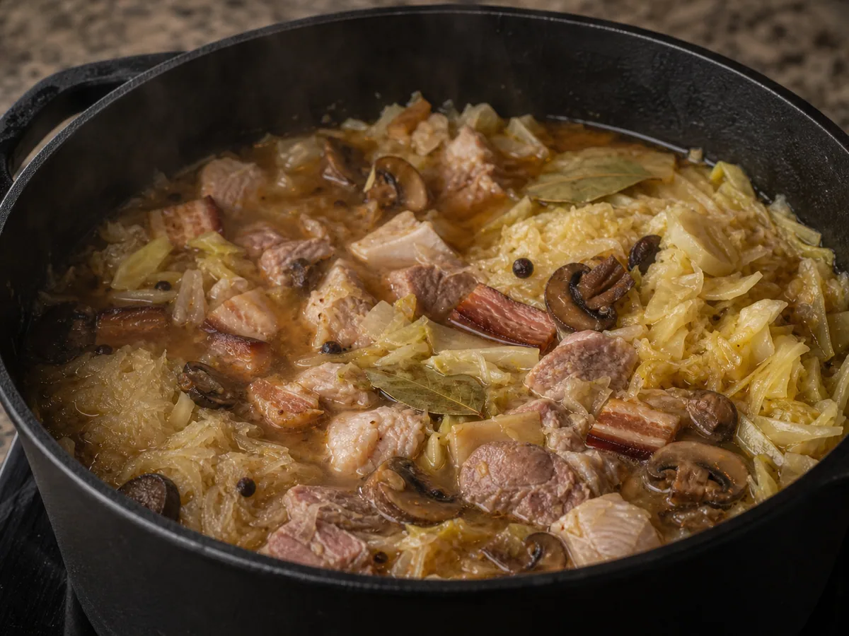 Assemble and slowly simmer the stew during preparation