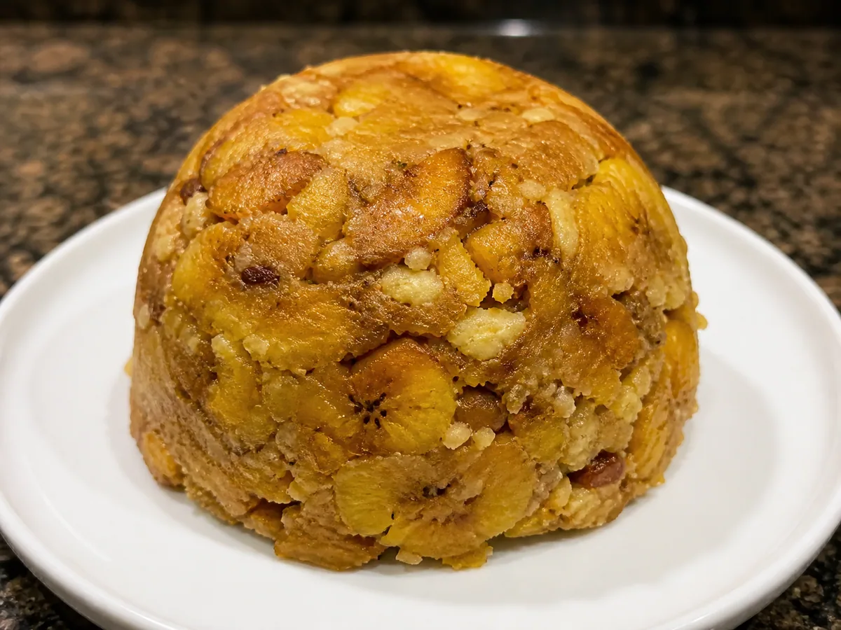 Mash and shape the mofongo during preparation