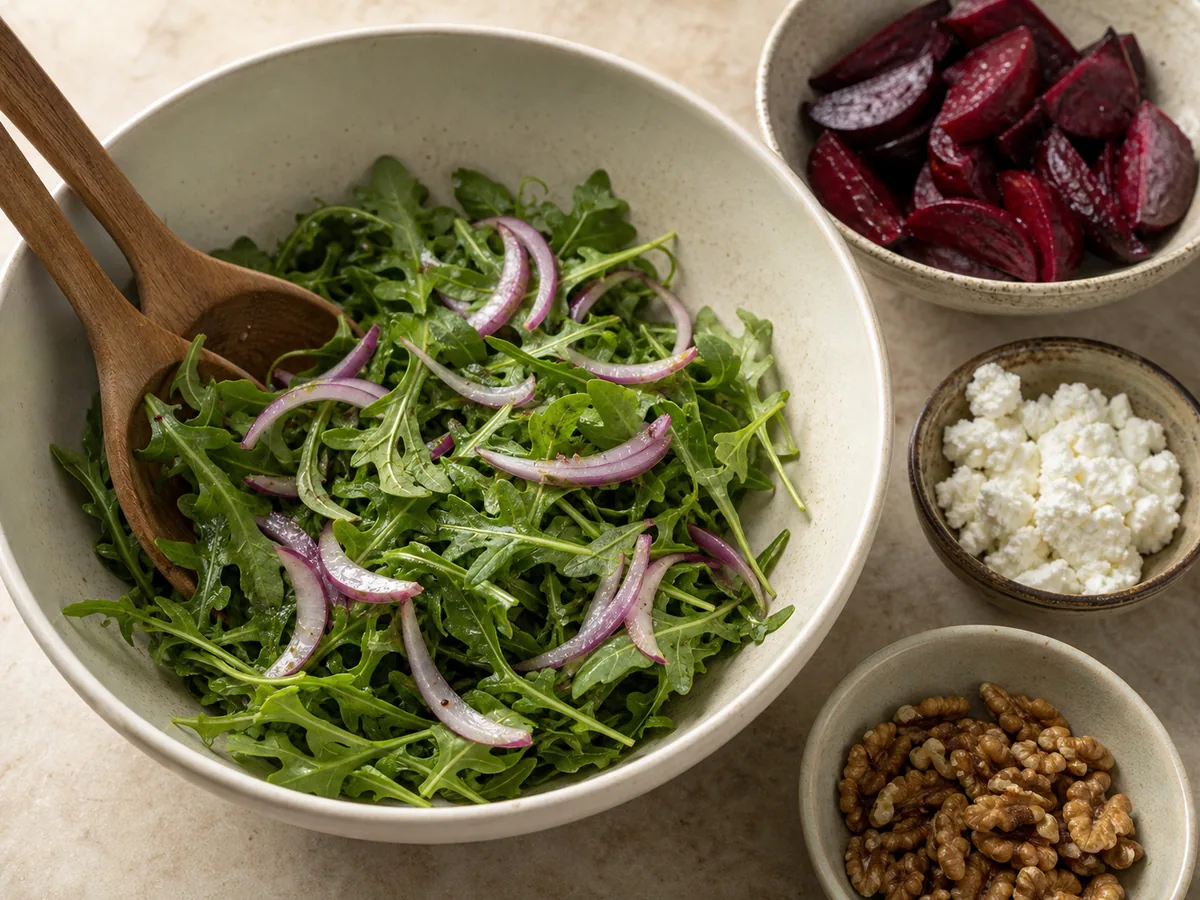 Dress and assemble the salad during preparation