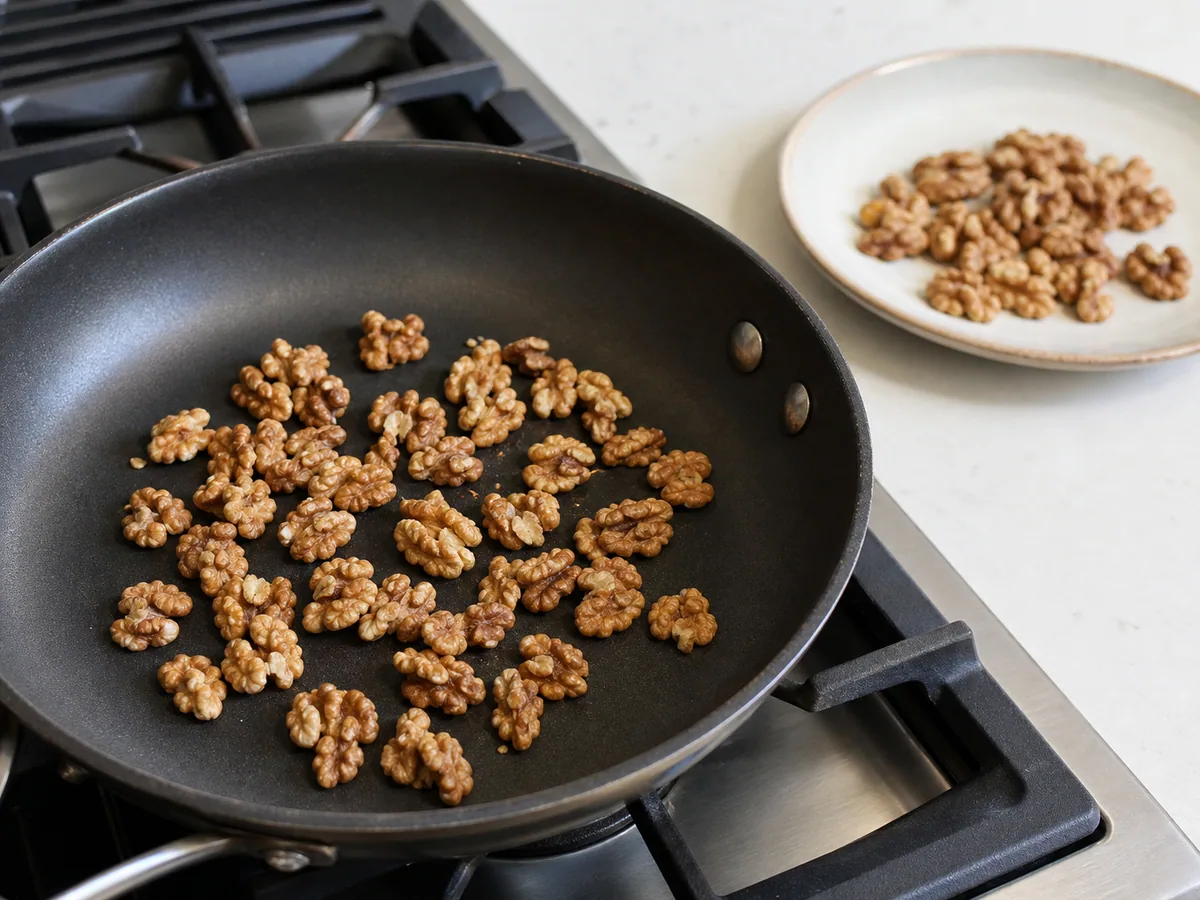 Toast the walnuts during preparation