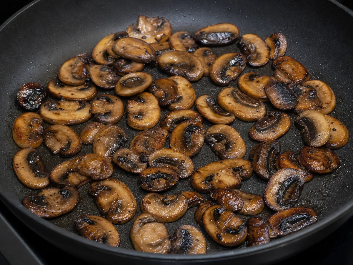 Prepare and brown the mushrooms during preparation