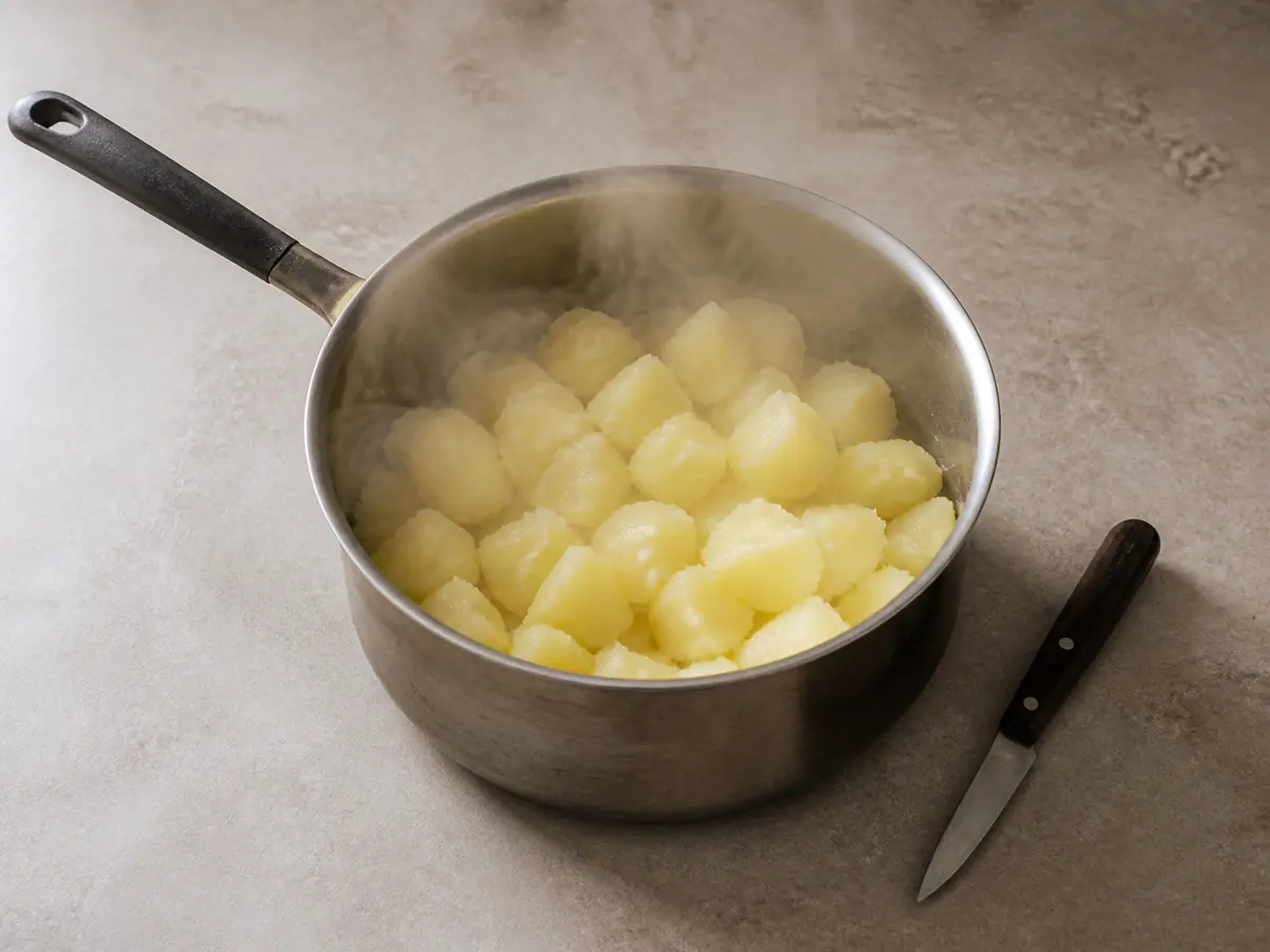 Cook and dry the potatoes