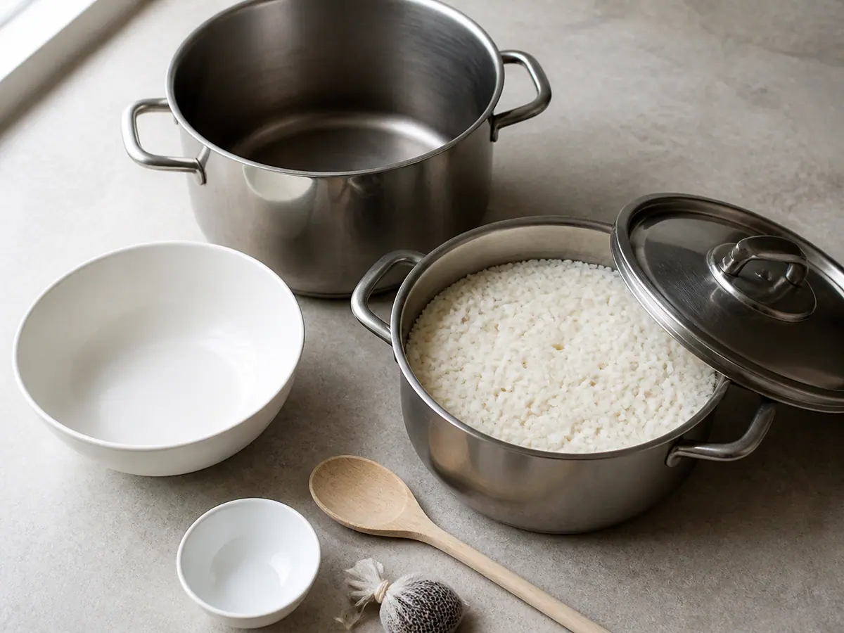 Cook the rice during the final simmer